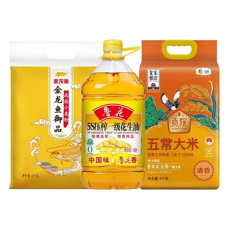 金龙鱼 高筋小麦粉花生油五常大米5L+10KG ZQ20263001
