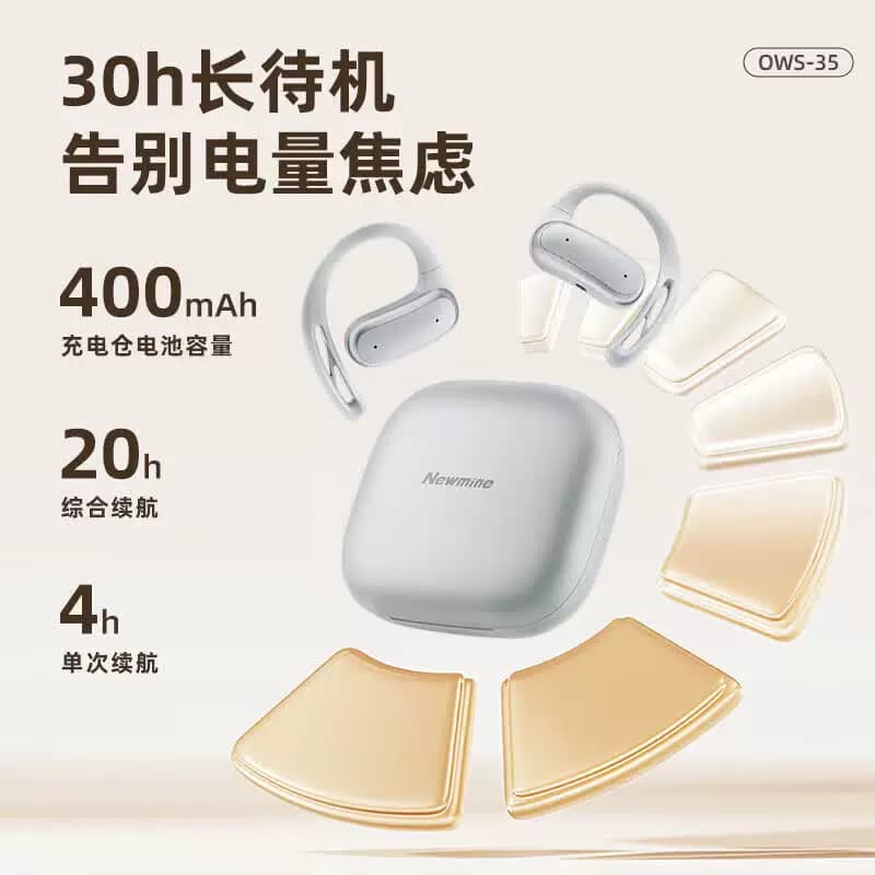纽曼骨传导概念挂耳式不入耳智能通话降噪蓝牙耳机OWS-35灰色