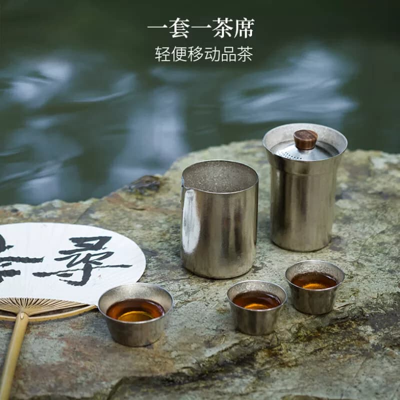 鸣盏纯钛旅行茶具套装快客杯MZ8024单位：套