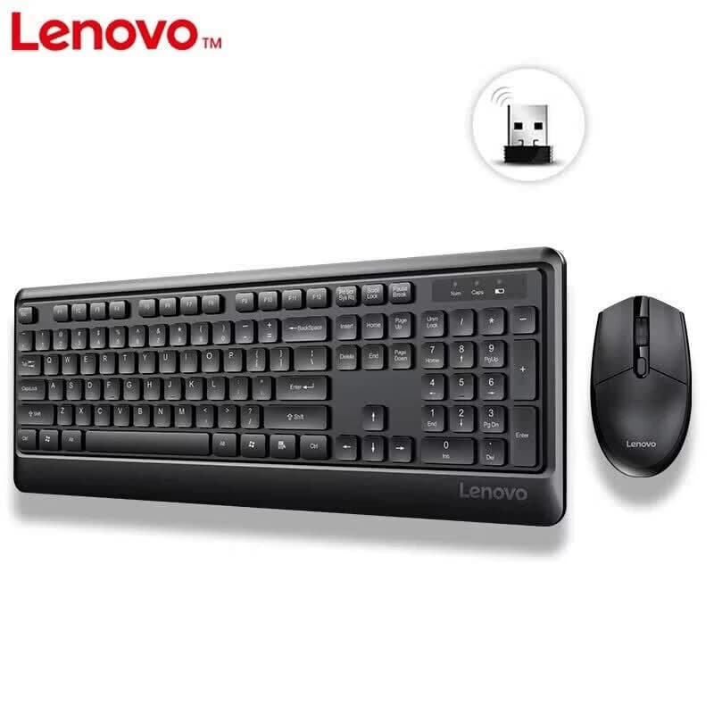 Lenovo/联想 办公商务薄膜键盘鼠标 无线键鼠套装 104键 黑 KN102