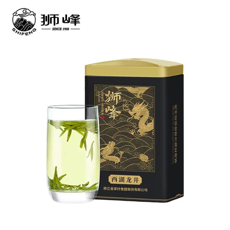 狮峰 西湖龙井罐装云虎颂梅颂字黑龙50g 春茶绿茶明前龙井茶叶
