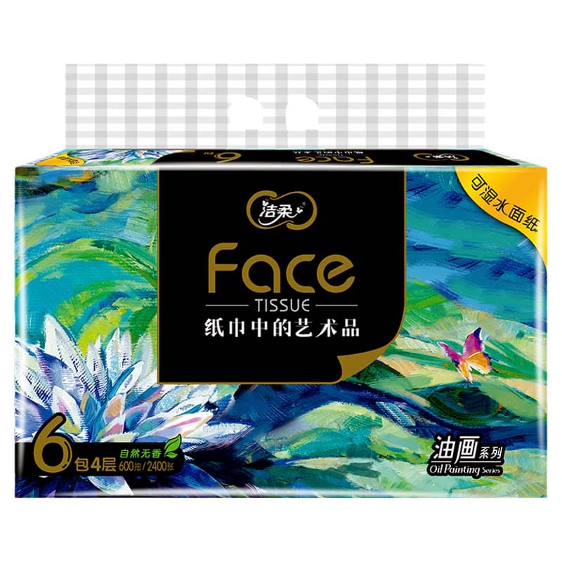 洁柔Face油画软抽纸面巾100抽4层6层M码加厚柔韧家用抽取式纸巾