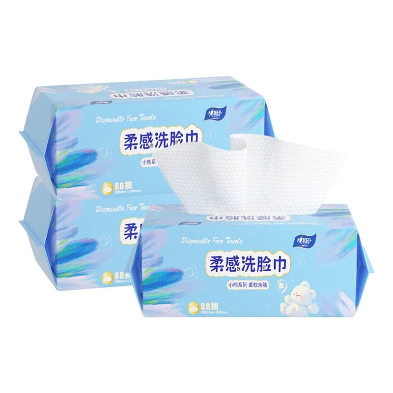 心相印小熊云感洗脸巾88抽3包一提一次性干湿两用洁面巾
