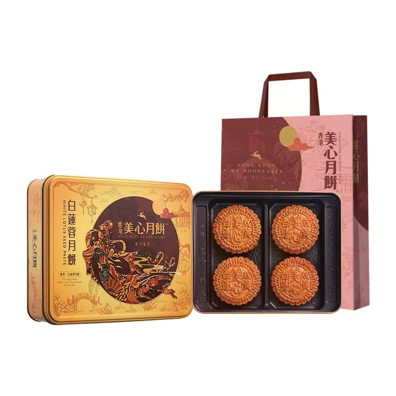 美心月饼 双黄白莲蓉（4个装）740g港式传统月饼