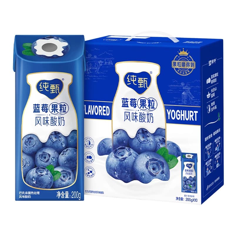 蒙牛纯甄蓝莓果粒风味酸奶康美笑脸包200g*10盒  L