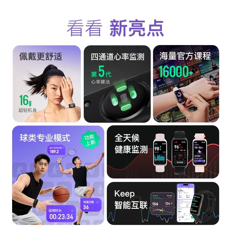 【礼物】Keep智能手环B5/运动健康健身跑步羽毛球乒乓球篮球防水心率睡眠游泳防水全彩大屏智能运动手环K-Rox,详情图 2