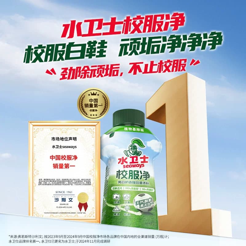 水卫士(原水卫仕)校服净白衬衫衣领袖口爆炸盐白彩衣通用去黄去污,详情图 3