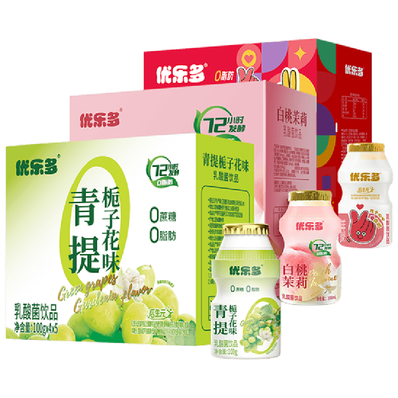 优乐多乳酸菌饮品白桃茉莉青提早餐益生菌酸奶整箱饮品饮料多口味,详情图 2