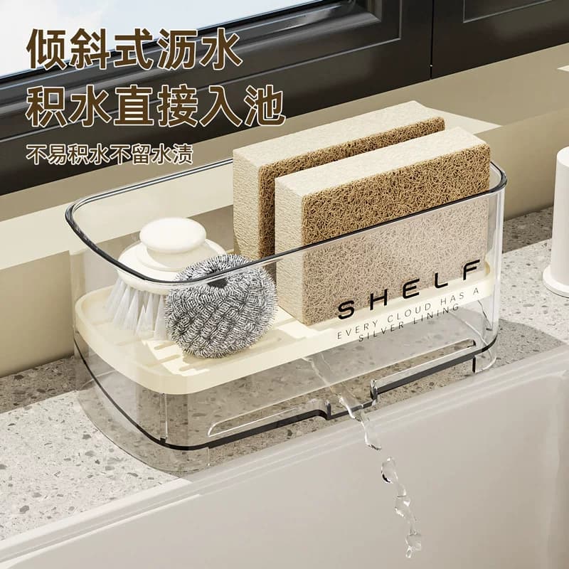 水槽沥水置物架厨房抹布沥水架台面大容量抹布洗碗收纳架【企采】,详情图 4