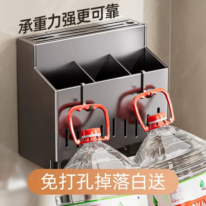 不锈钢筷子收纳盒厨房置物架子壁挂式勺子桶筷笼【企采】,详情图 4
