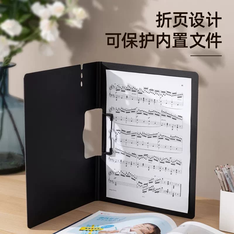 得力A4板夹文件夹档案夹多功能彩色活页双夹夹板写字板办公用垫板夹横竖本夹子加厚试卷乐谱票据资料夹可折叠,详情图 2