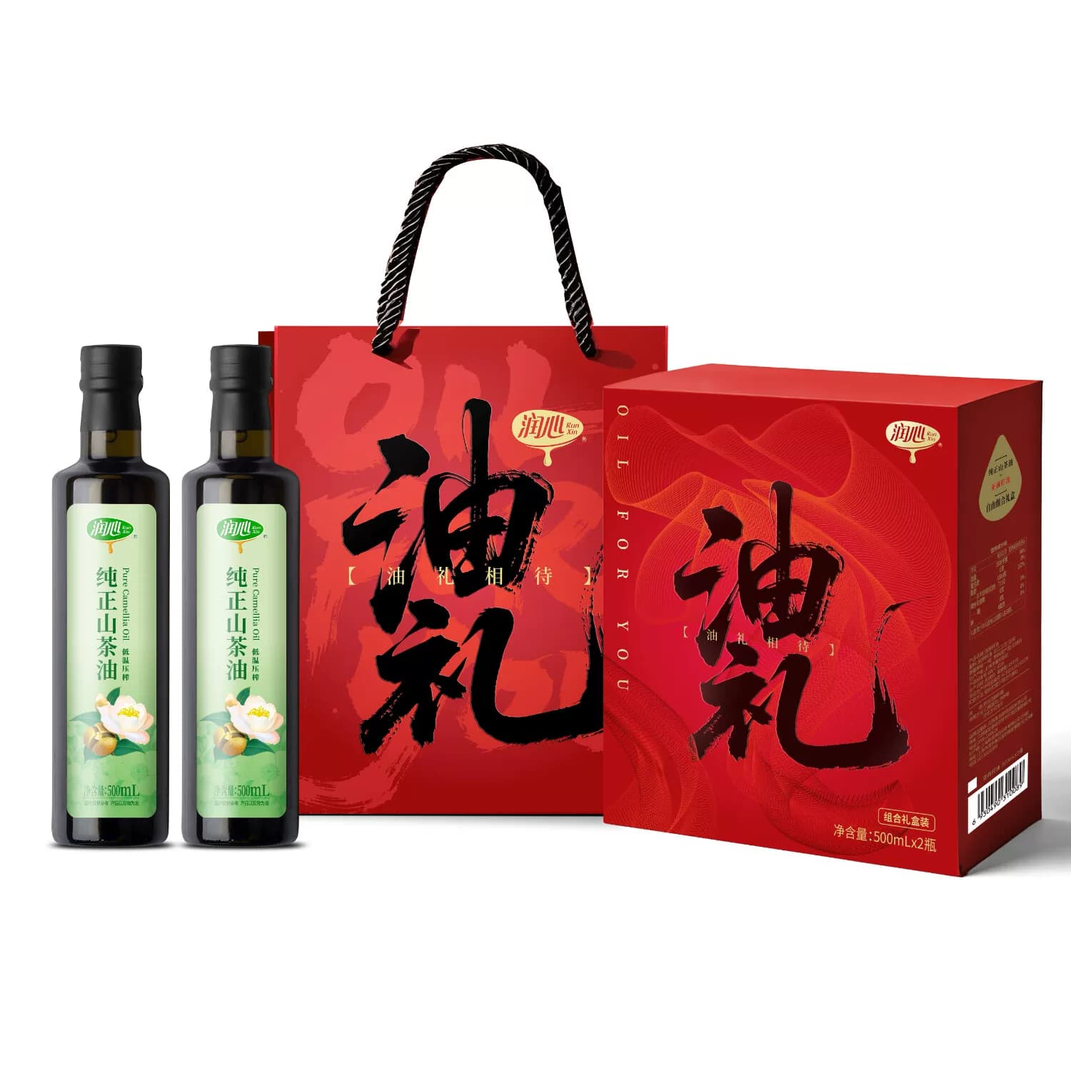 润心-纯正山茶油500ml*2 单位：箱