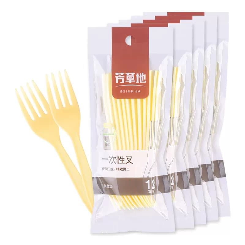芳草地 一次性叉子 餐具（叉）12支装*5包(共60支） 3G5743*5