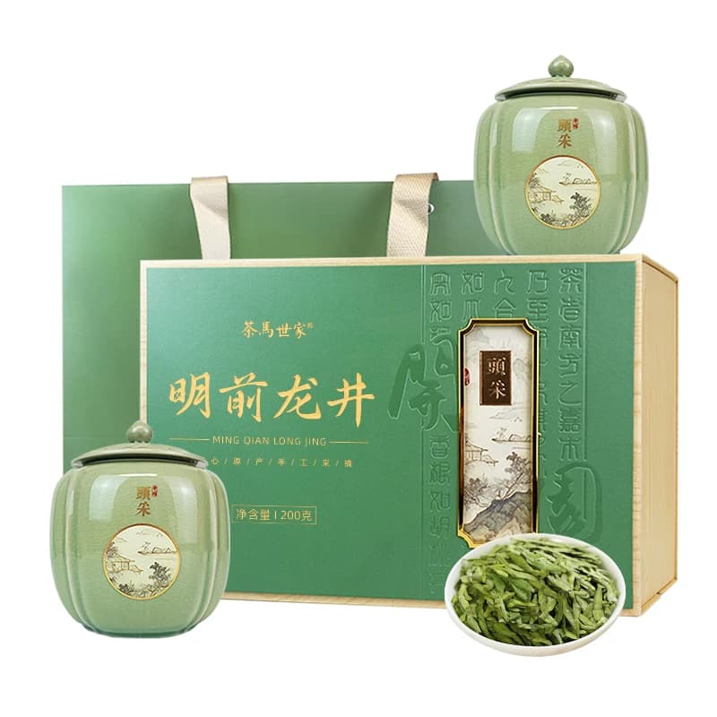 茶马世家 山间茶语特级龙井双瓷罐礼盒装200g（100g*2罐）明前茶
