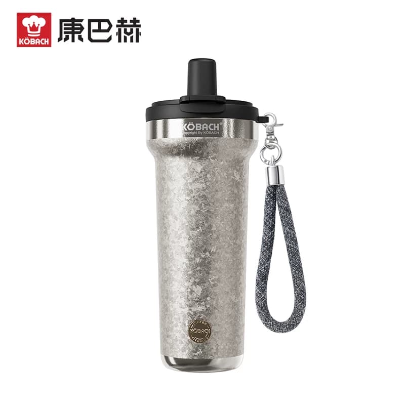 康巴赫都市系列纯钛保温吸管钛啡杯750mL(兰希缇银)