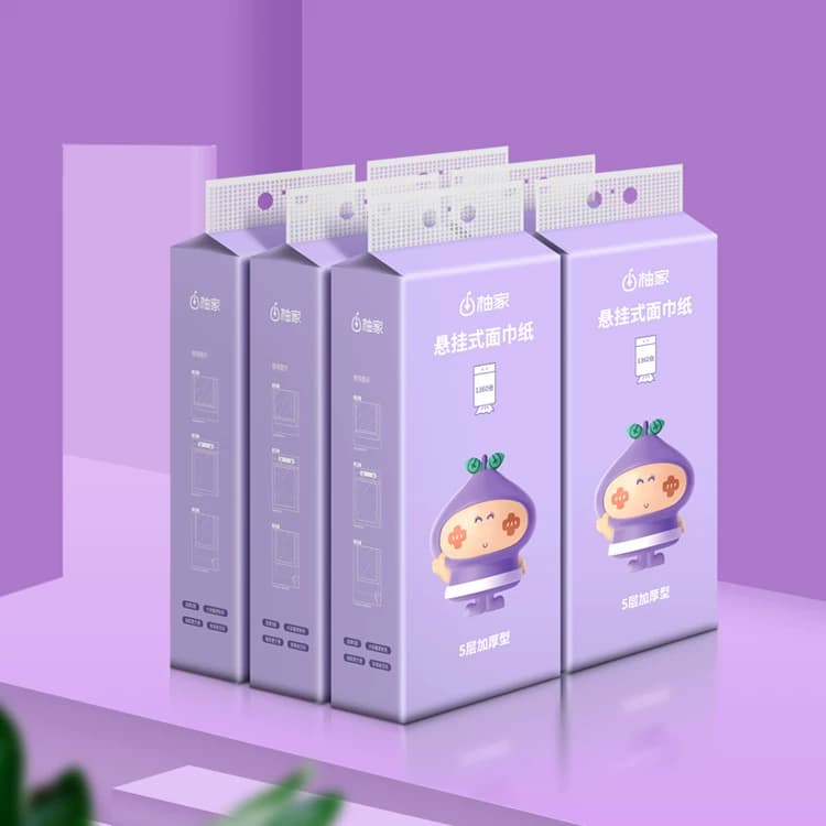 柚家悬挂式面巾纸5层加厚 272抽/提 6提/箱