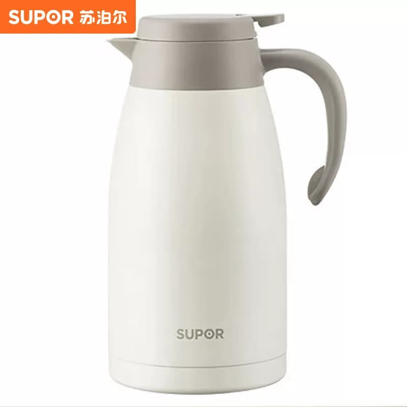 苏泊尔（SUPOR） 家用保温壶304不锈钢暖壶 2.0L奶油白TKC200KH53