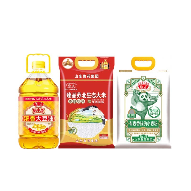 鲁花和和美美礼盒A-香浓大豆油-臻品苏北生态大米-麦芯小麦粉