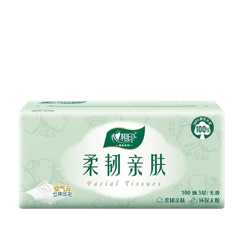 心相印抽纸 柔韧亲肤 3层100抽立体压花 柔韧不掉屑 纸巾