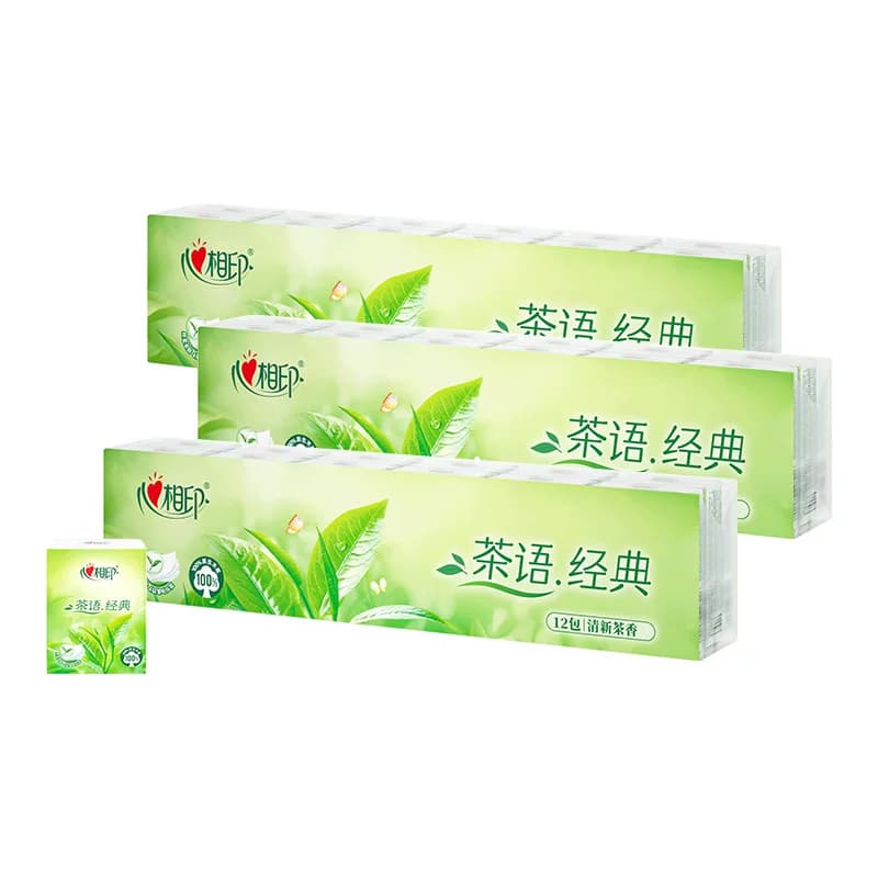 心相印茶语经典手帕纸便携纸巾4层7片12包/提*3条3C1712单位：组