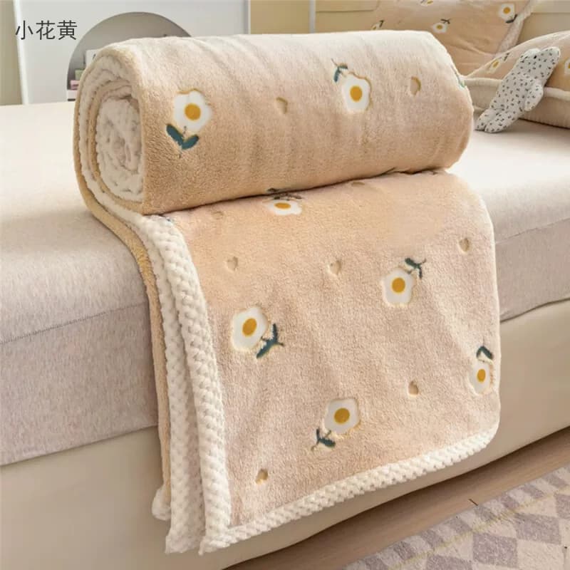 好眠好梦云朵绒毛毯午休盖毯空调毯SX-3T1520小花黄980g150*200cm