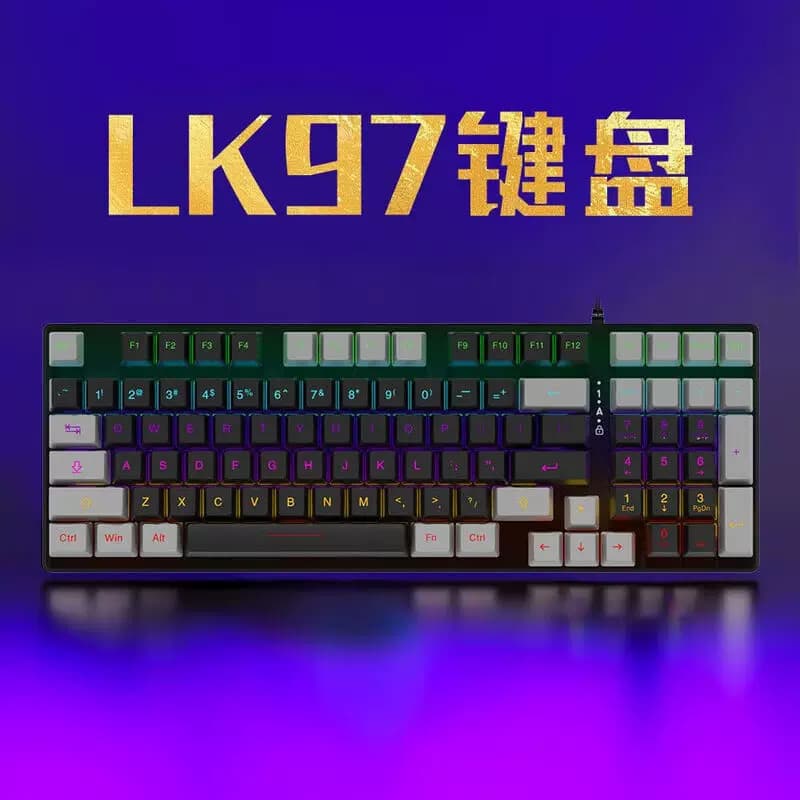 达尔优 电脑笔记本家用键盘 有线机械键盘 黑灰色 青轴 LK97