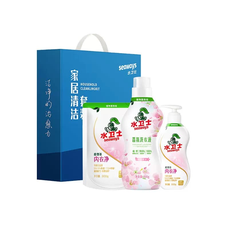 水卫士 植物基内衣净+樱绽絮语香氛洗衣液 洗衣液清洁套装E-04