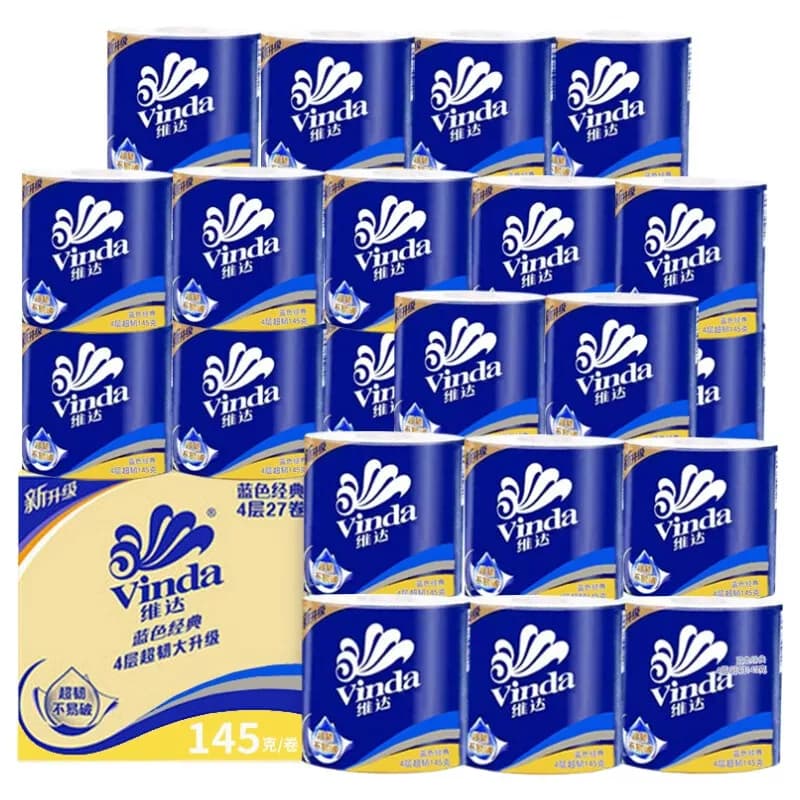 维达超韧有芯卷纸卫生纸厕纸4层145克27卷/箱VD4169-27J单位：箱