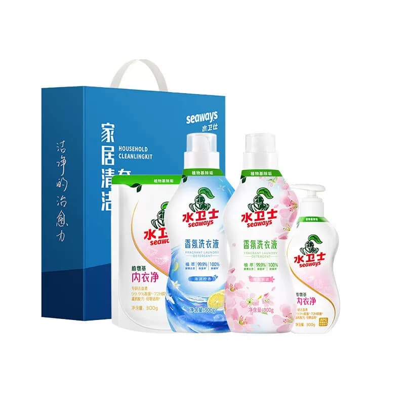 水卫士 植物基内衣净+海洋樱花香氛洗衣液 洗衣液清洁套装E-06