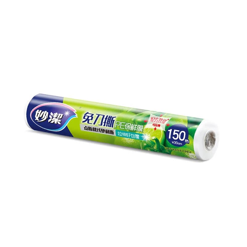 妙洁免刀撕保鲜膜点断式PE食品级家用厨房冰箱微波炉保鲜膜150米