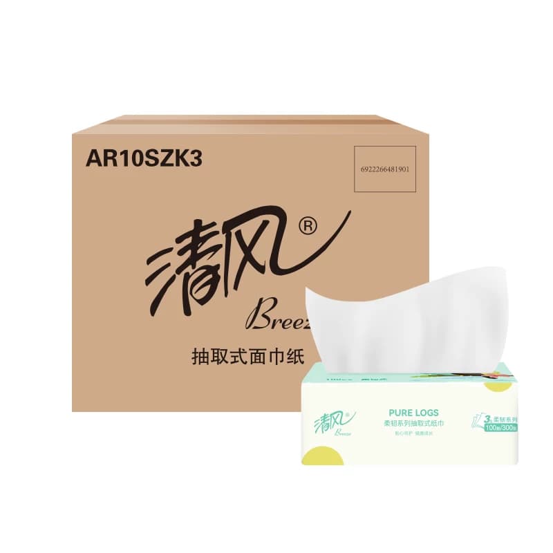 清风柔韧系列亲肤抽纸100抽*50包家用柔软抽取式面巾纸