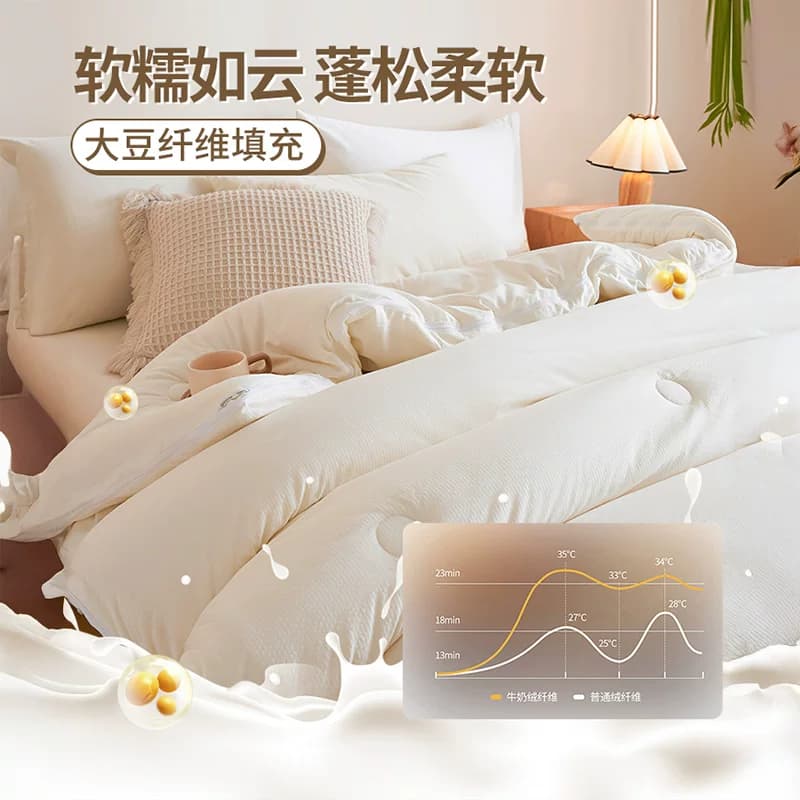 名创优品大豆纤维子母被子被芯二合一拉链款四季通用加厚保暖冬被,详情图 4