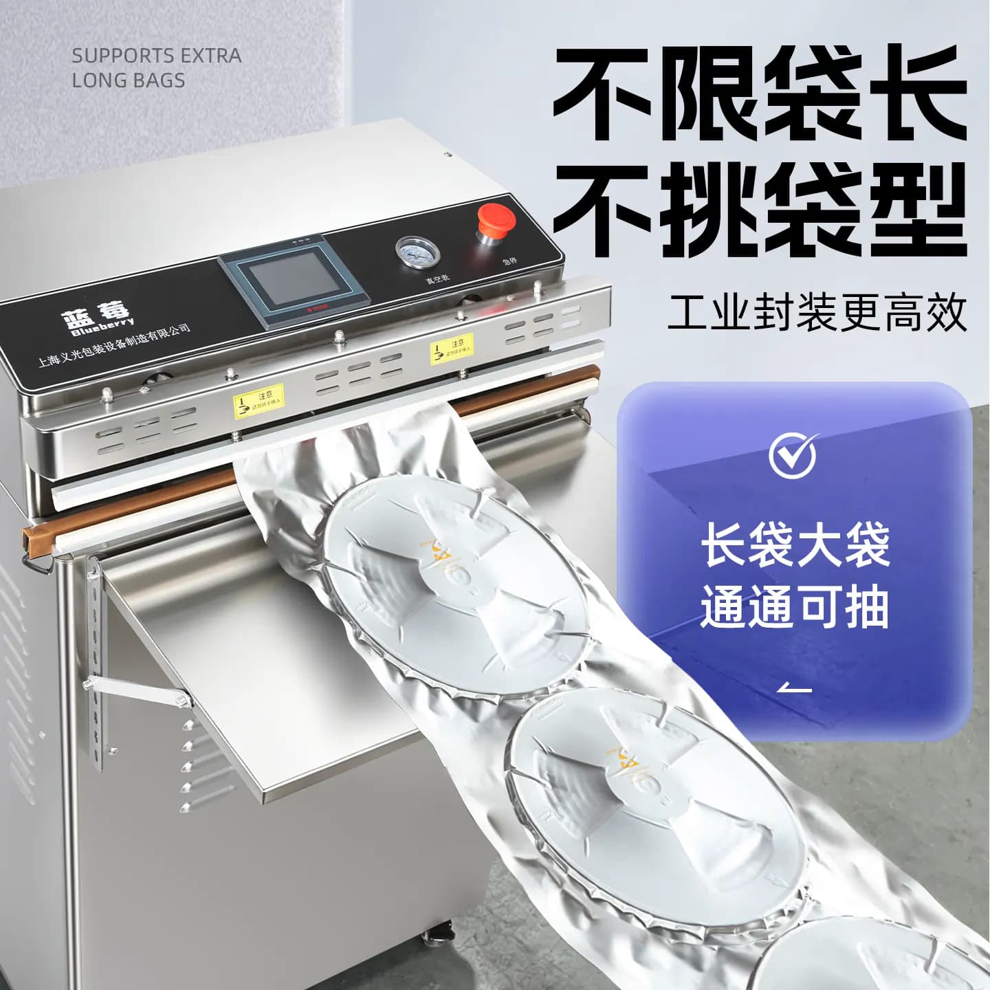蓝莓电动外抽式真空机包装机商用大型全自动真空贴体封口机食品塑封机茶叶大米草莓真空包装机工业用抽真空机,详情图 3