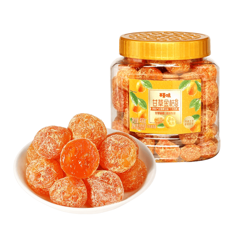 百草味甘草金桔400g正宗金桔金橘干特产果干蜜饯滋润休闲零食罐装