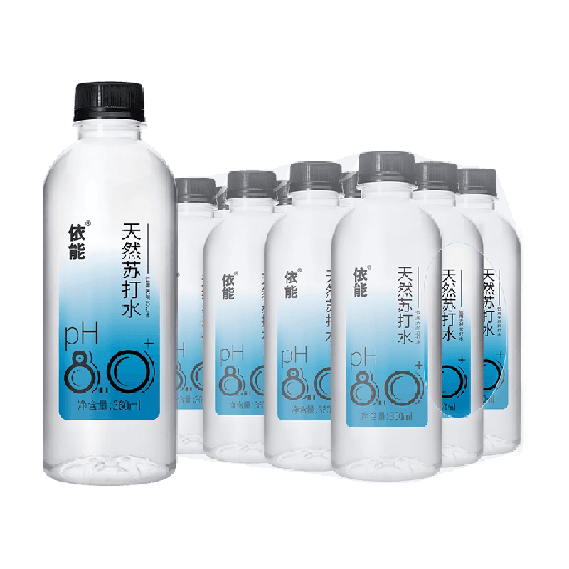 依能天然苏打水360ml*12瓶饮用水小瓶装无糖无气弱碱性水无添加