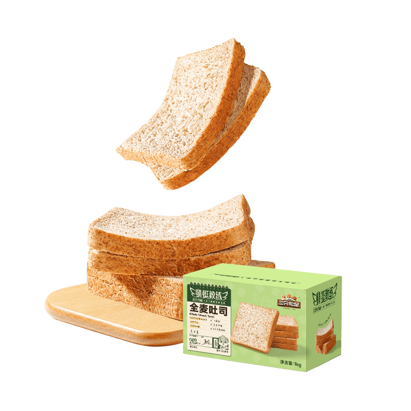 三只松鼠真全麦吐司面包休闲零食营养早餐面包糕点代餐饱腹轻负担