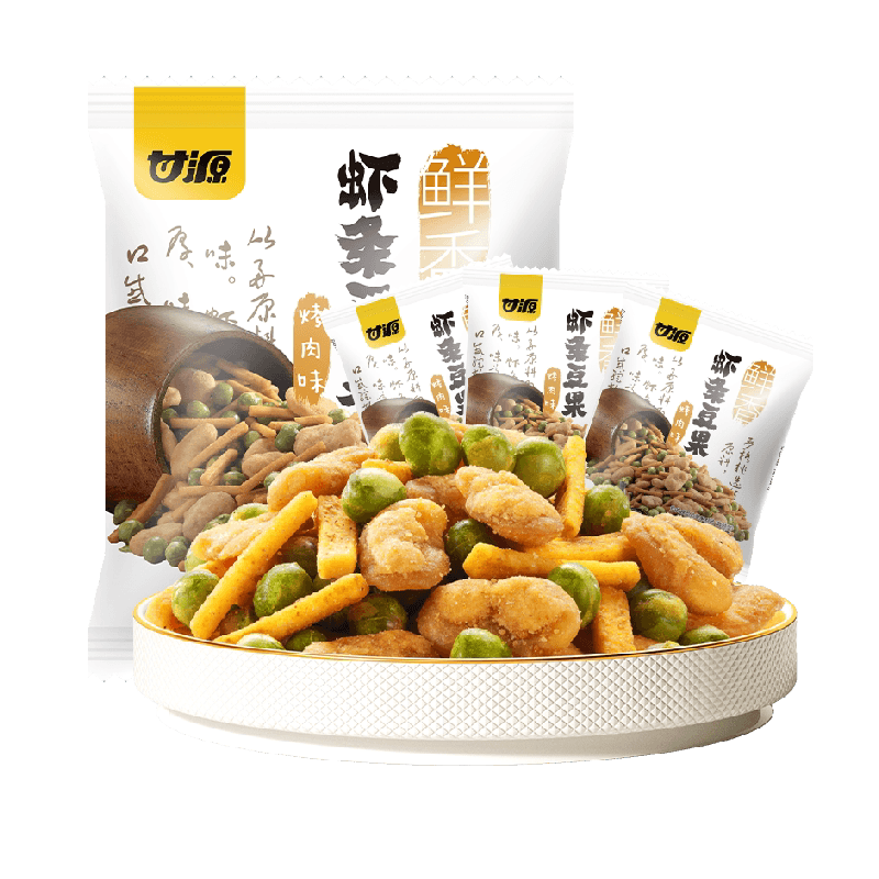 甘源烤肉味虾条豆果中秋礼包花生青豆炒货零食聚餐解馋怀旧小零嘴
