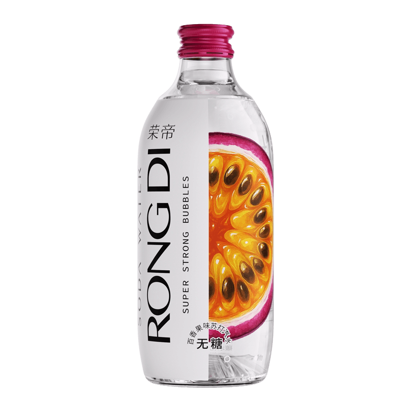 荣帝苏打水百香果味325ml*24瓶 气泡水0糖0脂0卡汽水玻璃瓶装