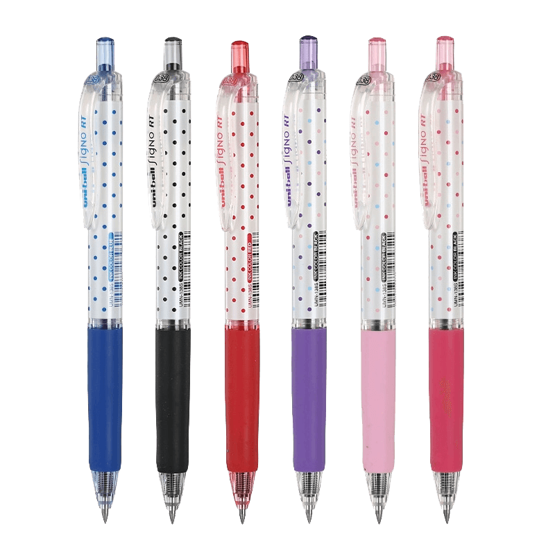 uni三菱UMN-138S限定波点按动中性笔学生用考试刷题0.38mm黑笔芯