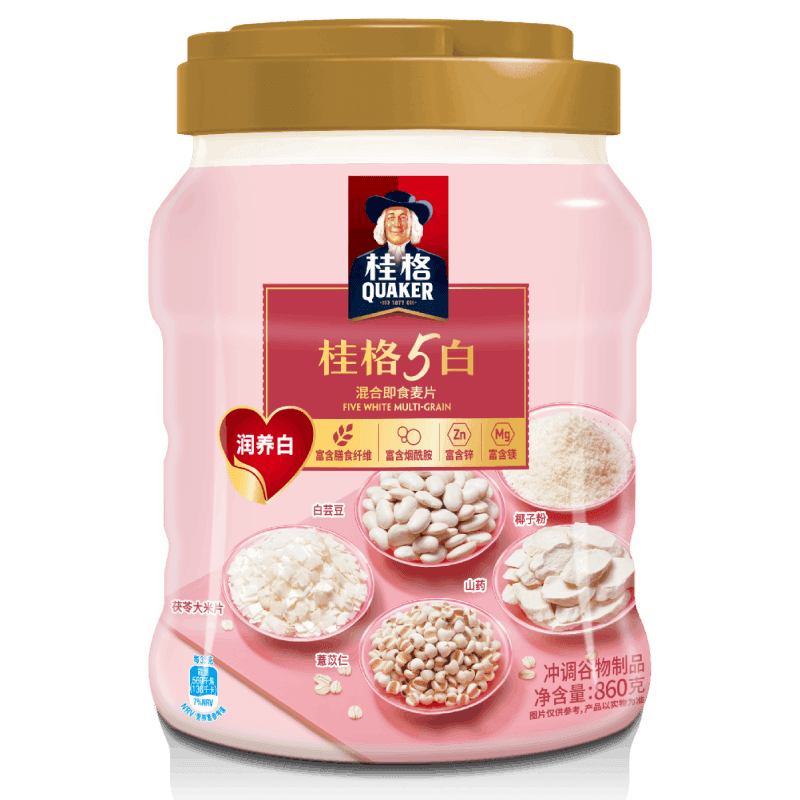 桂格五白混合即食麦片早餐饱腹白芸豆即食冲泡养颜囤货