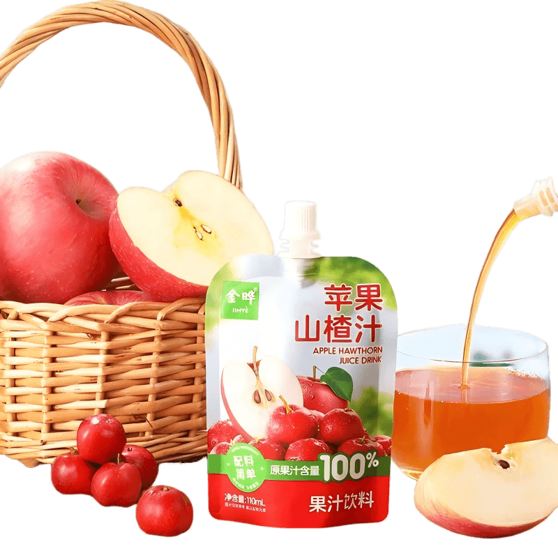 金晔苹果山楂汁原果鲜榨无勾兑健康风味果汁饮品饮料整箱批发