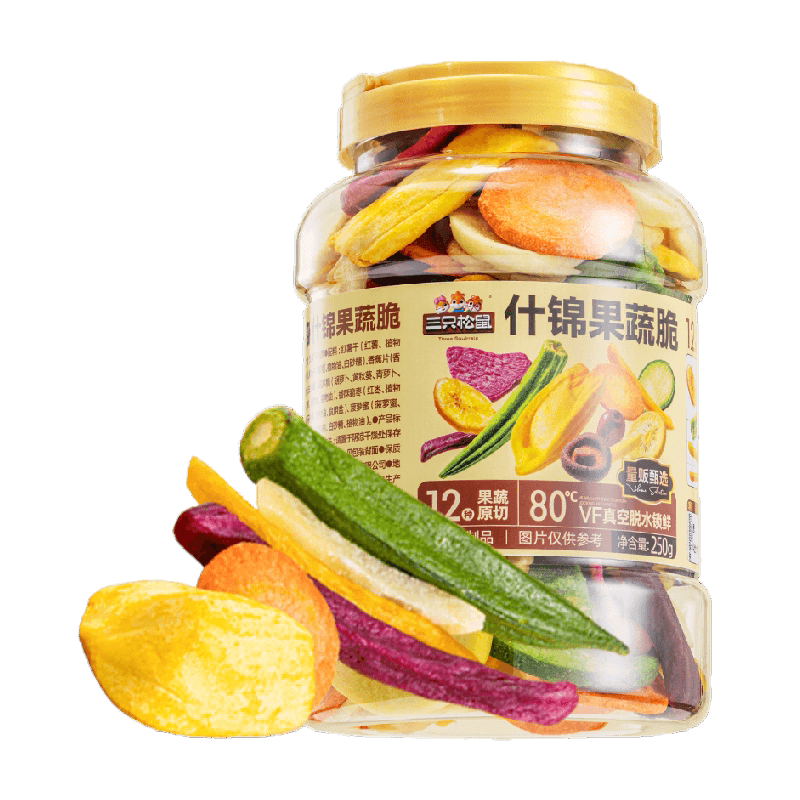 三只松鼠量贩罐装12种果蔬脆250g休闲小零食果干健康零食即食