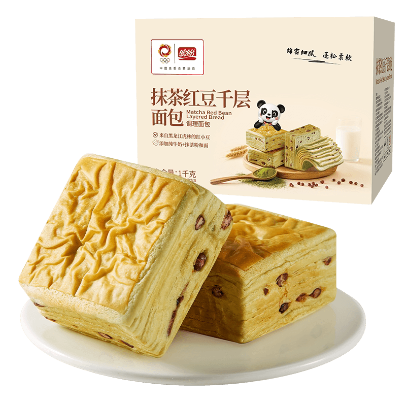 盼盼抹茶红豆千层吐司面包蛋糕点心小面包营养早餐休闲零食小吃