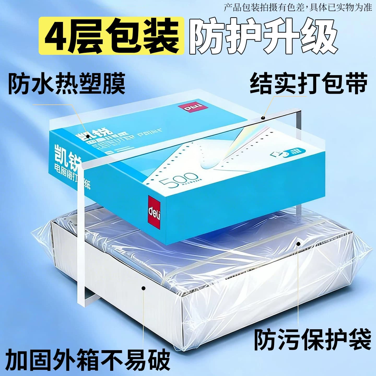 得力K241针式打印纸三联二等分二联三等分电脑针式打印机专用纸三联二联四联单凭证联出库单票据专用纸可撕边,详情图 2
