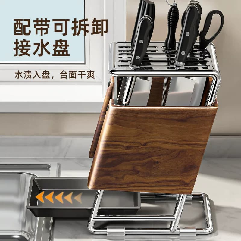 厨房刀架置物架刀具收纳架2025新款菜板架筷子筒一体架【企采】,详情图 1