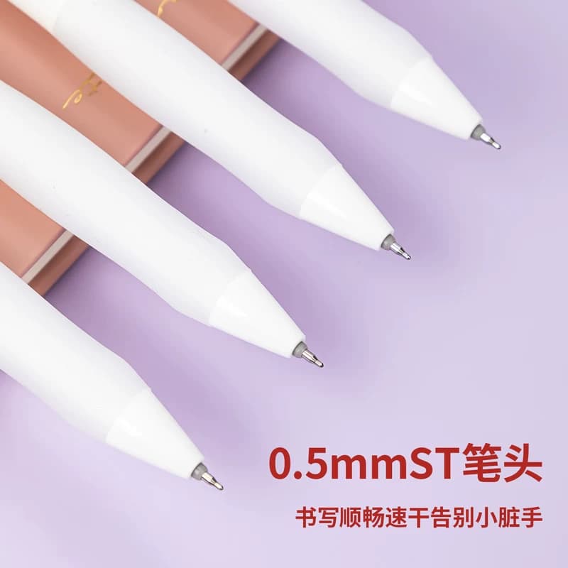 得力刷题笔速干学生刷题备考用st笔尖按动中性笔高颜值刷题小白笔考试用笔大学生考研国考公务员考试水性笔,详情图 5