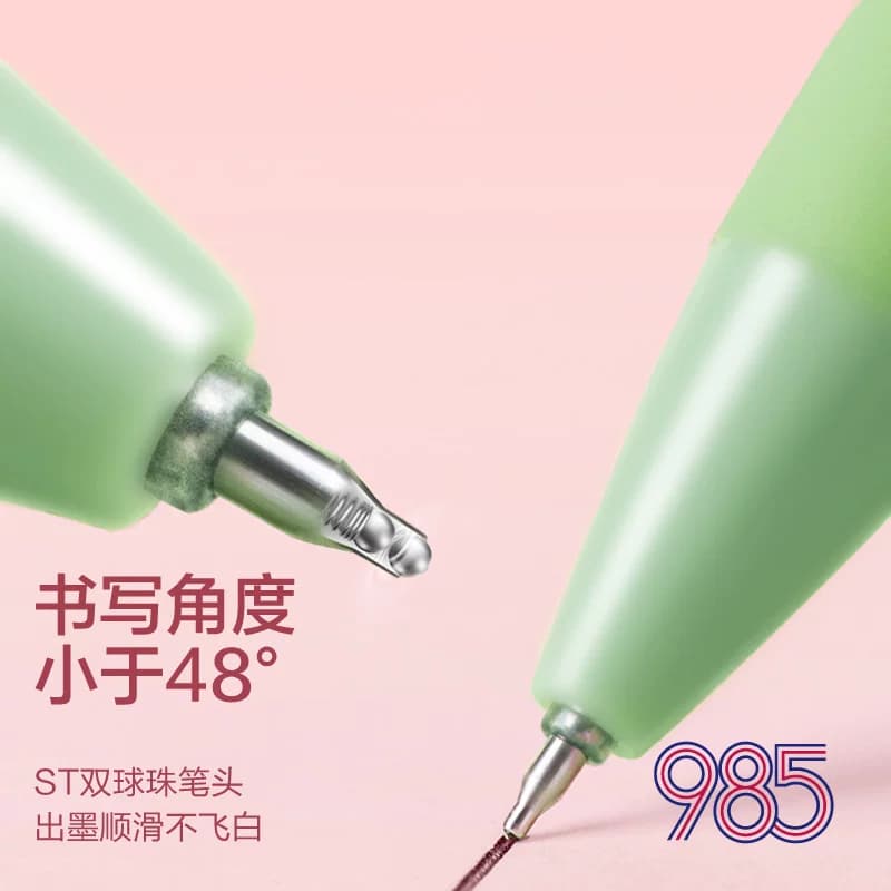 得力纽赛985中性笔速干st笔头备考刷题考试专用笔按动笔高颜值0.5黑色3D记忆软硅胶握垫双球珠学生双核芯,详情图 3