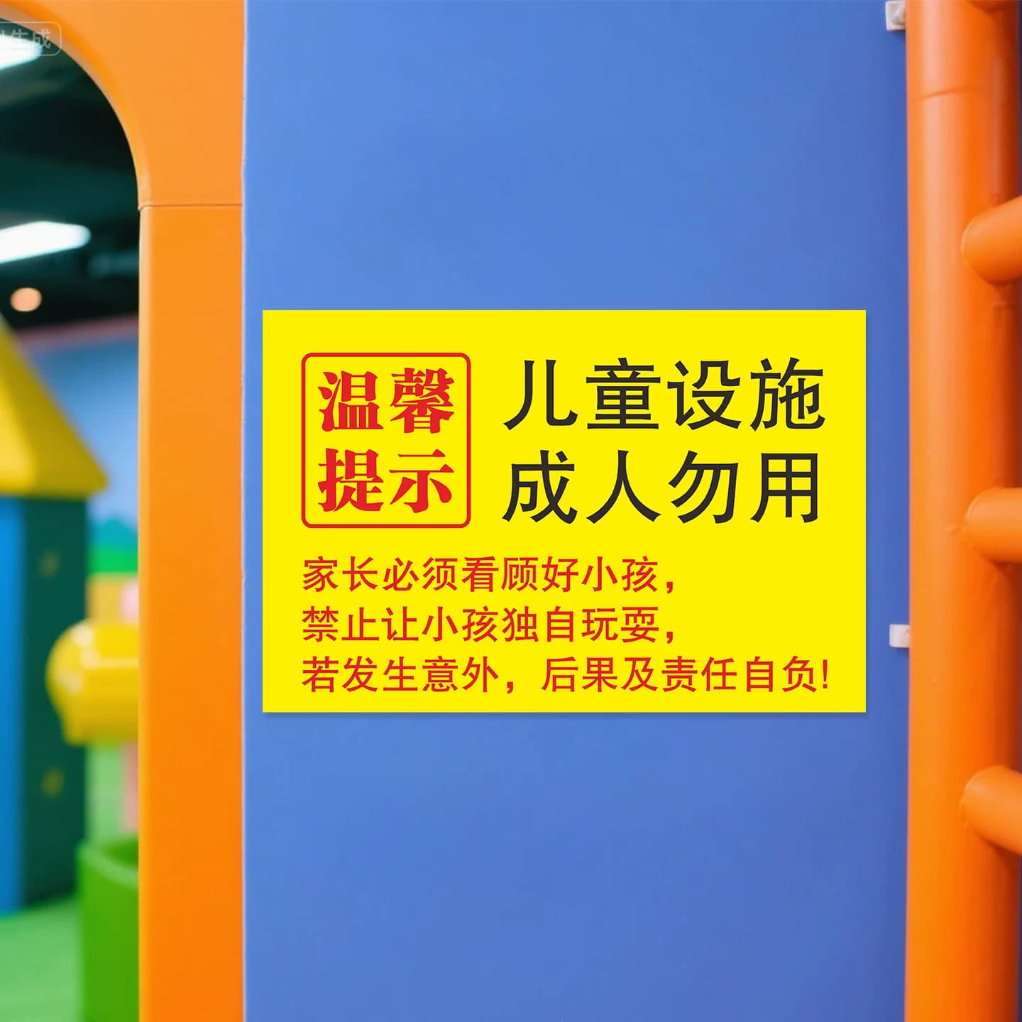 儿童设施成人勿用滑梯秋千商场游乐园场所温馨提示警示标识使用牌,详情图 5