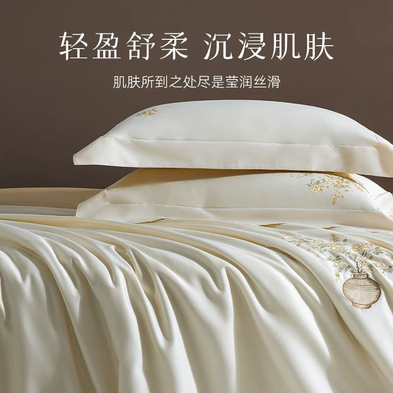 梦洁家纺长绒棉套件全棉纯棉床单被套床笠轻奢套件床品,详情图 4
